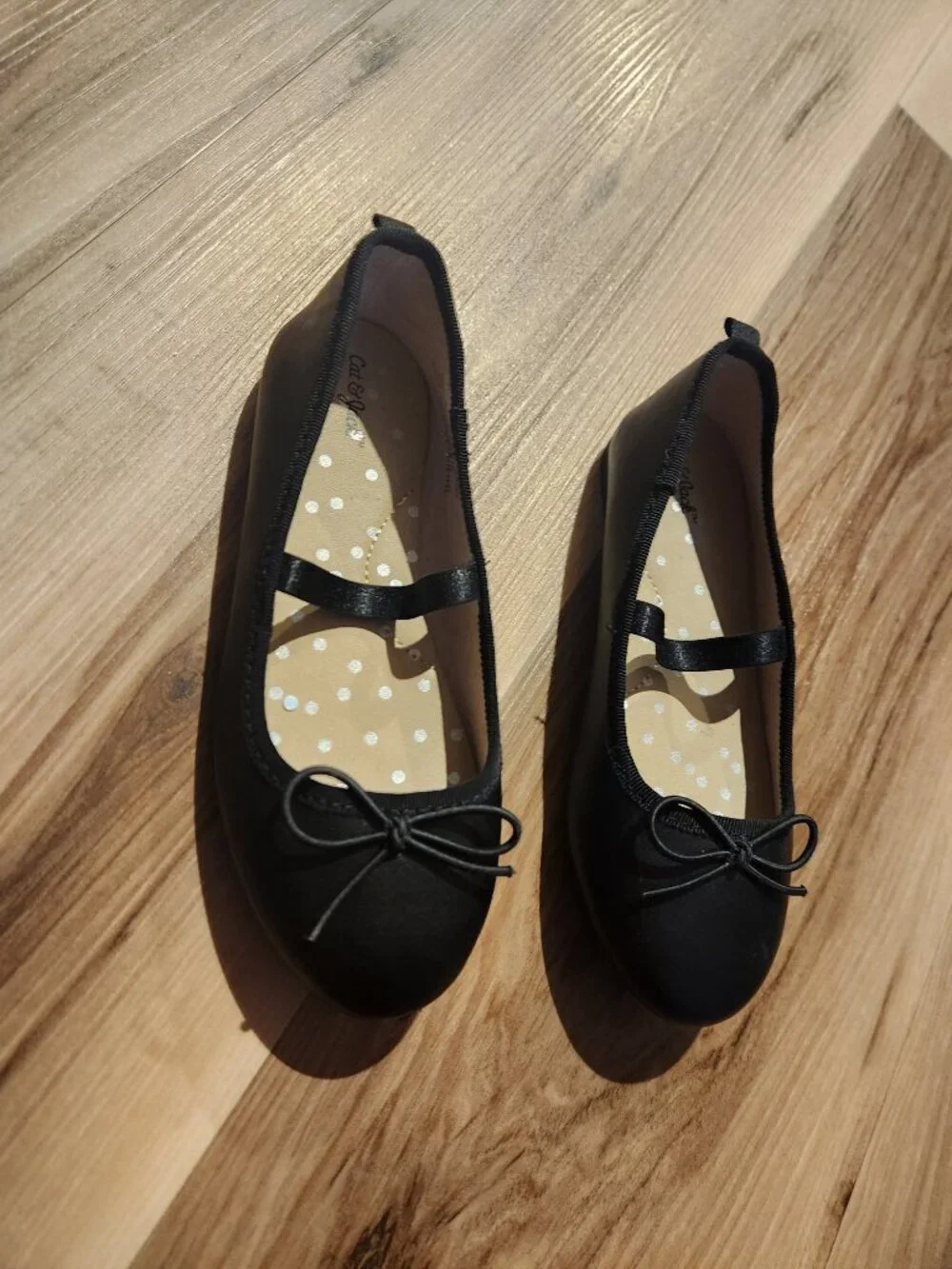 Cat & Jack Black Ballet Flats with Bow LITTLE GIRLS SIZE 12